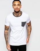 Asos Muscle T-shirt With Contrast Ringer And Pocket - White