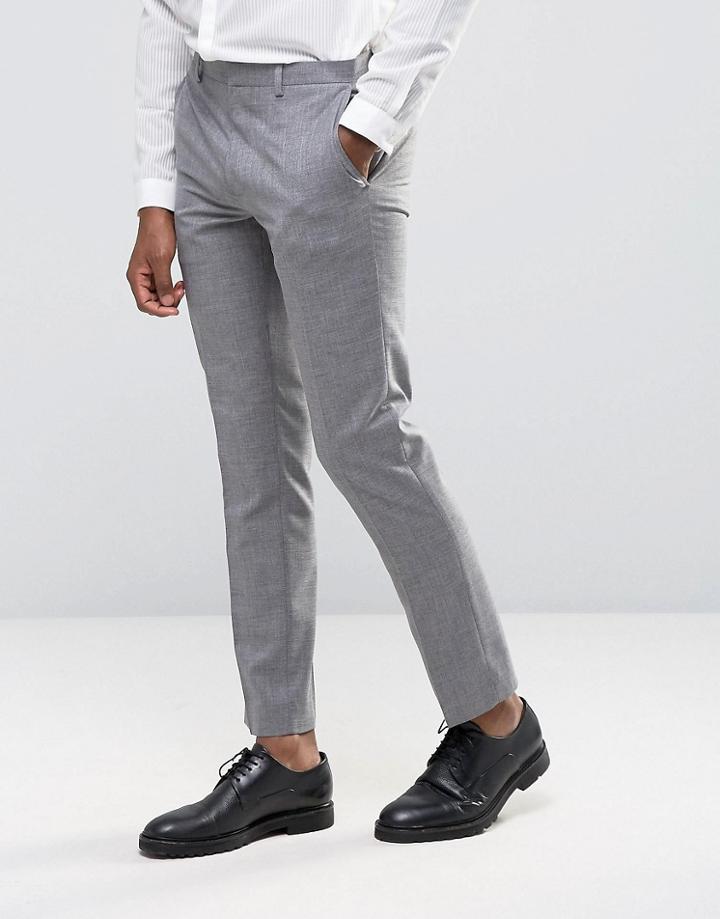 Burton Menswear Slim Texture Suit Pants - Gray