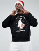 Asos Oversized Hoodie With Holidays Penguin Print - Black