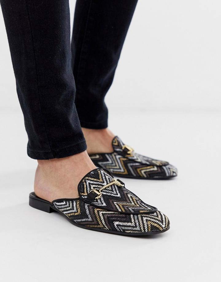 River Island Woven Backless Loafers With Snaffle