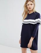 Outstanding Ordinary Dress With Stripe Frill Detail - Blue