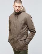 Element Roghan Waxed Long Parka Canteen Green With Quilted Lining - Green