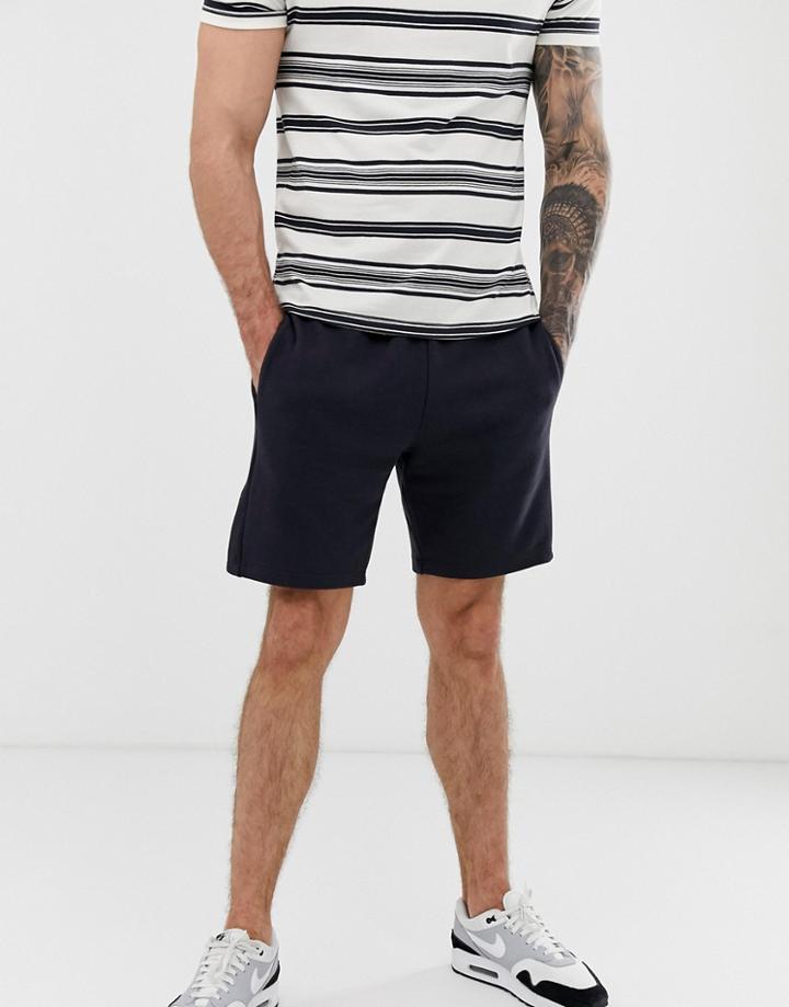 River Island Pique Shorts In Navy
