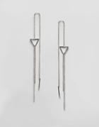 Nylon Drop Through Triangle Shoulder Duster Earings - Silver
