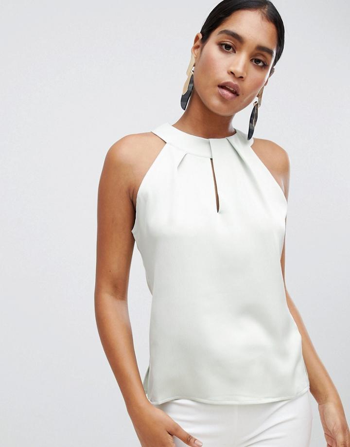 Vesper Pleat Detail Sleeveless Blouse - Green