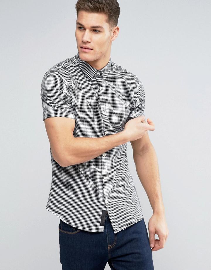 Produkt Short Sleeved Shirt In Mini Check - Black