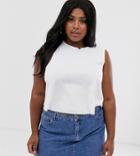Asos Design Curve Crop Swing Tank With Overlock Stitch In White