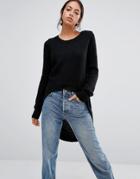 Only High Low Knit Sweater - Black