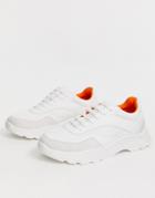 Asos Design Daliah Chunky Sneakers In White And Orange - White
