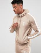 Gym King Muscle Track Hoodie In Stone - Stone