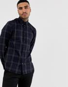 Fred Perry Contrast Stripe Plaid Check Shirt In Navy - Navy