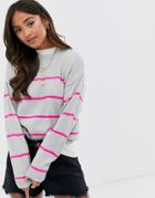 Brave Soul Grant Striped Sweater-gray