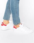Adidas Originals White And Red Stan Smith Sneakers - White