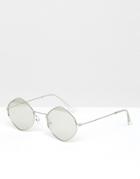 Asos Design Diamond Shaped Sunglasses In Silver With Silver Flash Lens - Silver