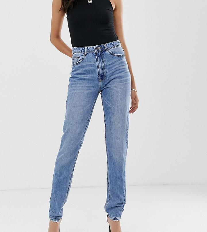 Vero Moda Tall High Waist Acid Wash Mom Jean - Blue