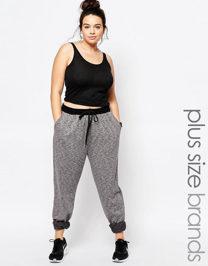 One Day Plus Jogger With Contrast Black Waistband And Cuff - Gray