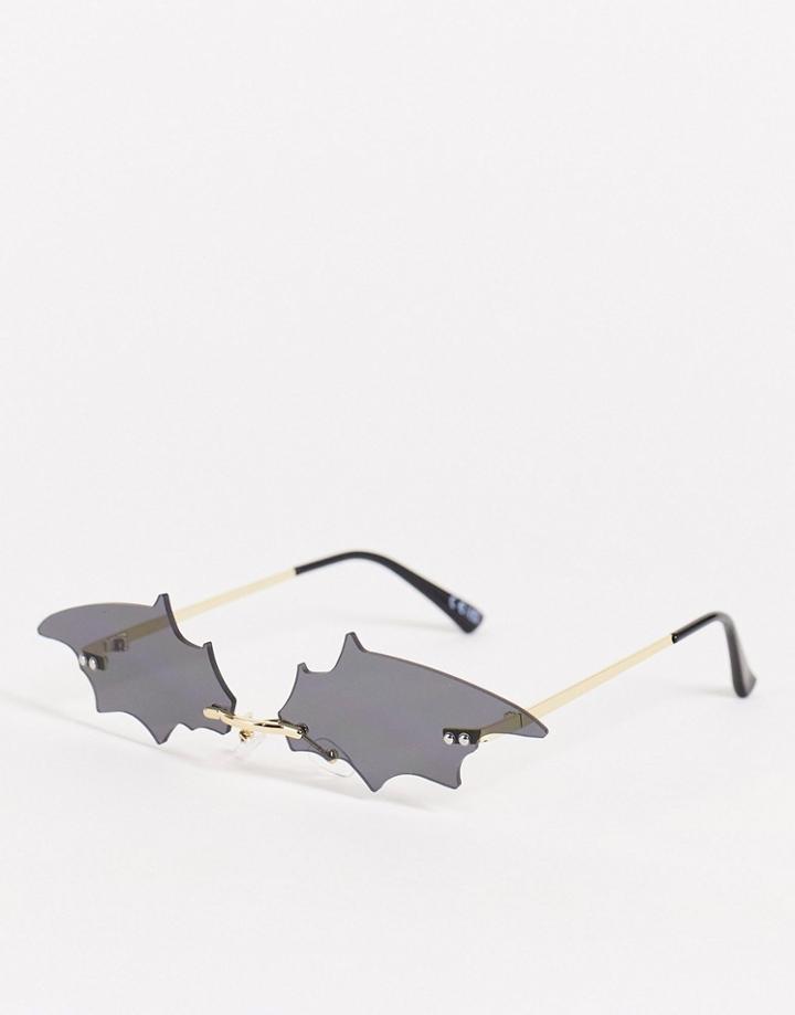 Asos Design Bat Fashion Glasses With Smoke Lens-black