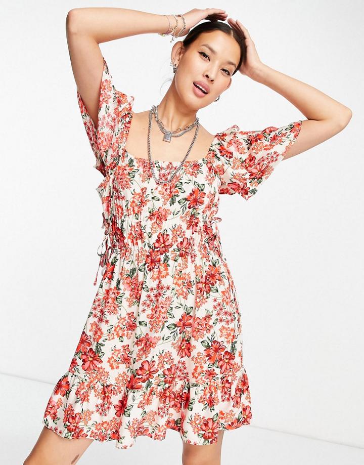 Topshop Channel Mini Dress In Floral Multi