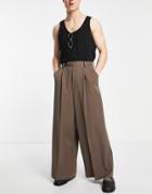 Asos Design Smart Extreme Wide Leg Pants In Chocolate Brown
