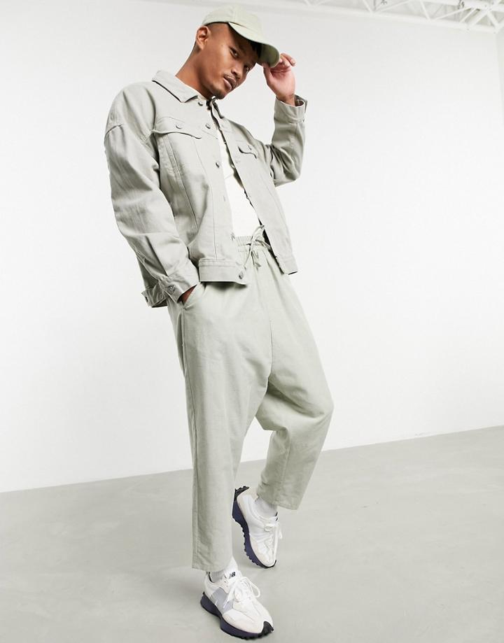 Asos Design Oversized Denim Western Jacket In Gray-grey