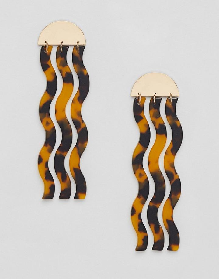 Asos Design Earrings With Tortoisheshell Drop Shapes In Gold - Gold