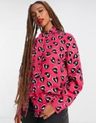 Love Moschino Camicia Allover Heart Print Blouse In Pink