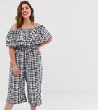 Glamorous Curve Off Shoulder Jumpsuit In Gingham