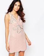A Star Is Born Pleated Skater Dress With Embellished Detail - Rose