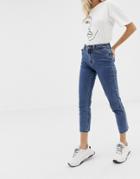 Only High Waist Straight Leg Jean In Blue