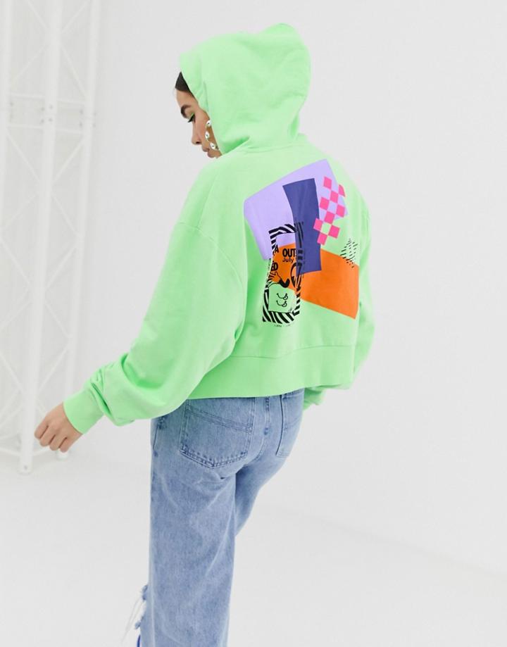 Collusion Back Printed Hoodie - Green