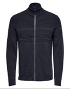 Only & Sons High Neck Zip Cardigan In Navy