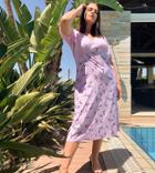 Influence Plus Floral Midi Tea Dress With Mixed Lilac Floral Print-pink