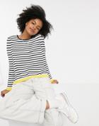 Only Long Sleeve T Shirt In Black And White Stripe
