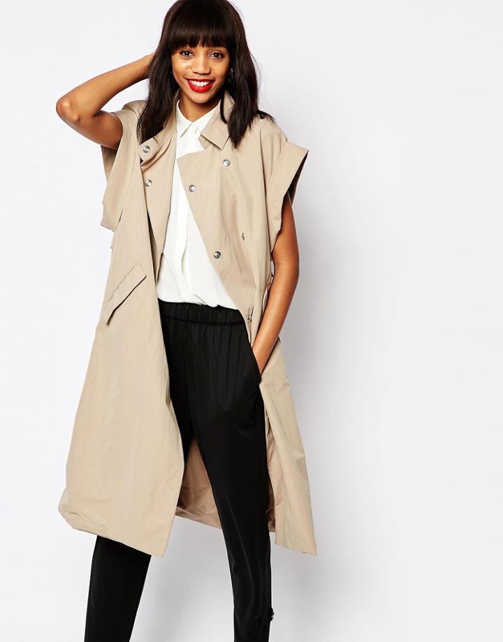 Monki Oversized Trenchcoat - Beige