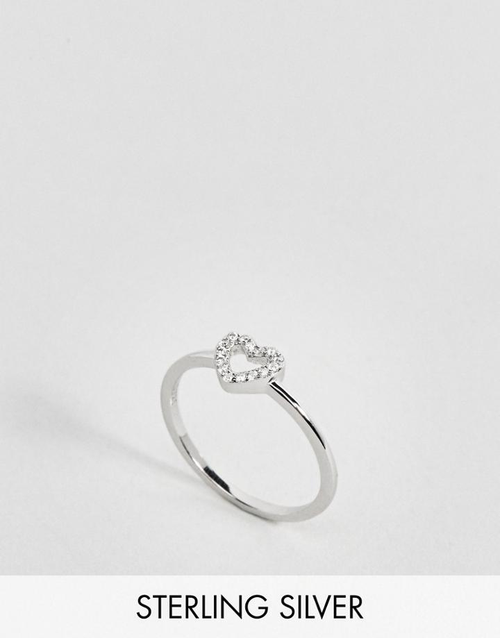 Johnny Loves Rosie Sterling Silver Fine Heart Ring - Silver