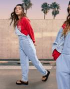Asos Design Denim 'slouchy' Overalls In Midwash - Mblue-blues