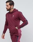 Rose London Hoodie In Burgundy With Taping - Red