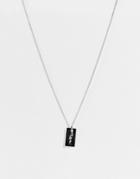 The Status Syndicate Necklace With Rectangle Bolt Pendant And T-bar In Antique Silver Finish
