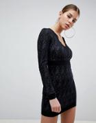 Ax Paris Long Sleeve Lace Dress-black