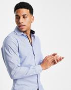 Selected Homme Slim Fit Gingham Shirt In Blue-blues