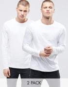 Asos Long Sleeve T-shirt With Crew Neck 2 Pack - White