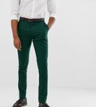 Asos Design Tall Wedding Skinny Suit Pants In Forest Green Micro Texture - Green