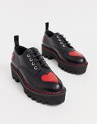 Lamoda Black Chunky Lace Up Shoes With Hearts - Black