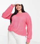 'yours Exclusive Balloon Sleeve Sweater In Pink