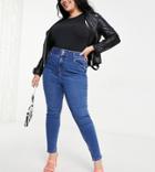 New Look Curve High Waist Lift & Shape Skinny Jeans In Blue-blues