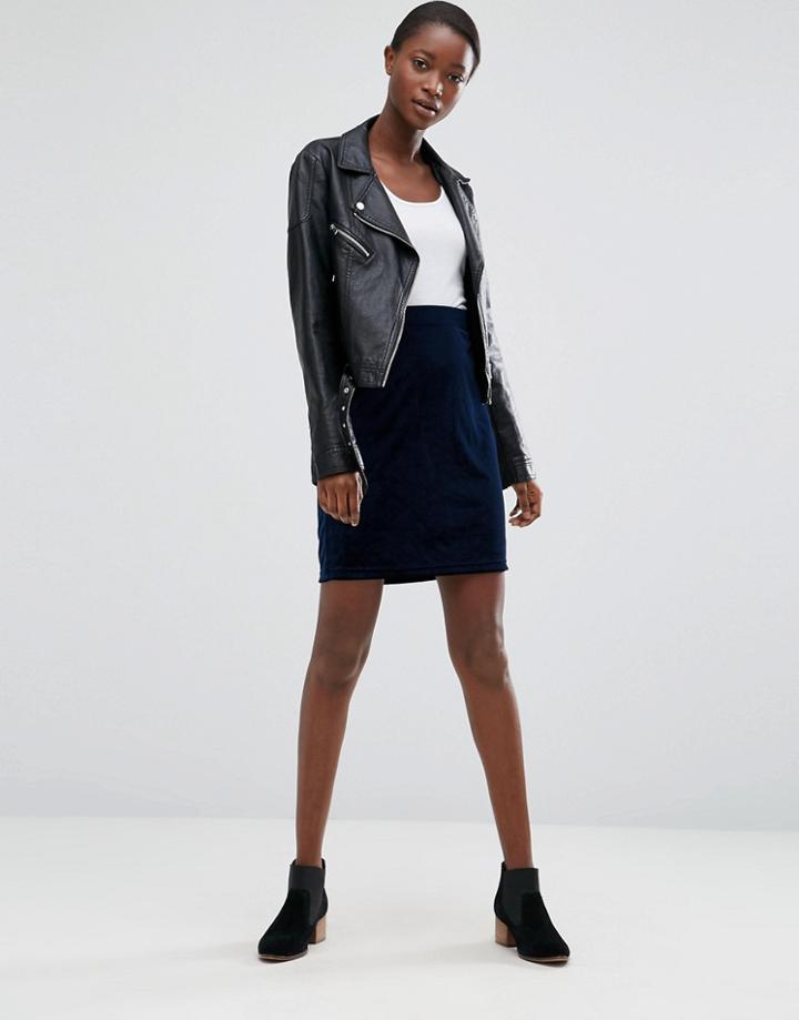 B.young Midnight Velvet Skirt - Navy