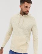 Asos Design Hoodie With Reverse Pocket In Yellow Interest Fabric