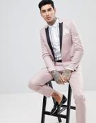 Asos Skinny Tuxedo Suit Jacket In Dusky Pink With Tonal Satin Lapel - Pink