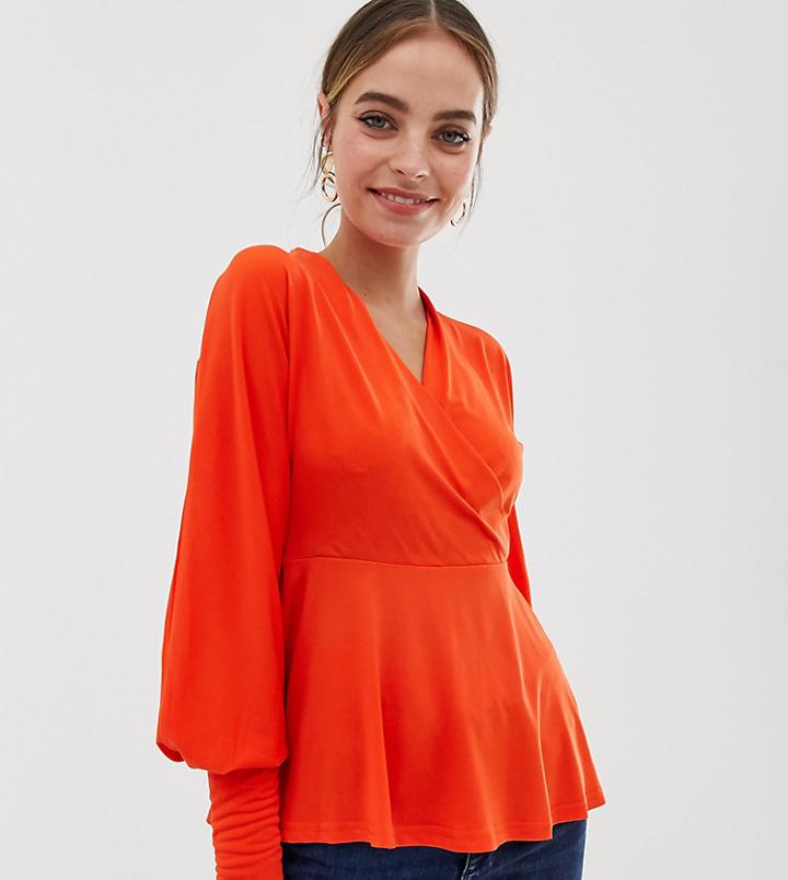 Y.a.s Petite V Neck Top - Orange