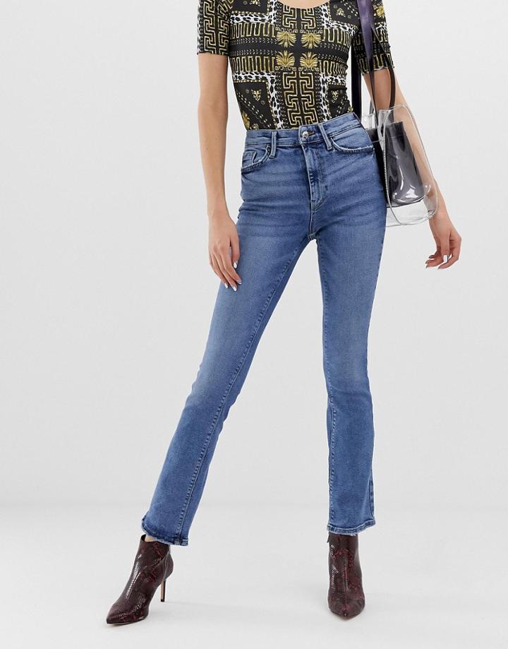 River Island Bootcut Jeans In Mid Wash-blue